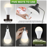 DEBAOBULB 6 Pack Rechargeable Emergency Light Bulbs, Battery Powered Energy Efficient LED Light Bulb 3000K Warm E26 120 Volt 9W 60W Equivalent with 1200mAh for Home Power Outage Camping Hurricane