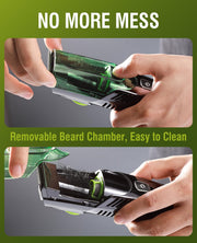 SHPAVVER Beard Trimmer for Men: Vacuum Mustache Trimmer for Less Mess -IPX7 Waterproof- Rechargeable Electric Beard Cutting Kit with Adjustable Length Comb-Built-in Vacuum for Sideburns/Stubble