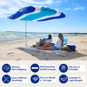 ShadeSock – The Ultimate Wind-Inflating Beach Shade – Silent, Non-Flapping Design, 8x10ft Auto-Directing Canopy – Light-Weight and Portable – Easy 2 Minute Set-Up