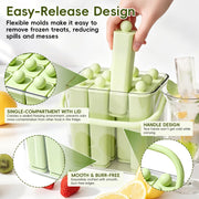 Silicone Long Ice Stick Mold with Lid, Rectangular Narrow Ice Cube Tray Flexible Easy Release Ice Maker for Juice Drink Bottles