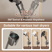 gzpynsgaoh Hair Dryer Stand Hands Free Wall, 360 Adjustable Hose Positionable Arm and strong adhesive Suction Cup Hair dryer storage rack for Mirror and Ceramic Tile (Grey 1Pack)