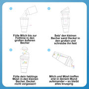 CRUNCHCUP XL Blue - Portable Plastic Cereal Cup for Breakfast On the Go, To Go Cereal and Milk Container, No Spoon or Bowl Required