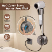 gzpynsgaoh Hair Dryer Stand Hands Free Wall, 360 Adjustable Hose Positionable Arm and strong adhesive Suction Cup Hair dryer storage rack for Mirror and Ceramic Tile (Grey 1Pack)