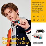 G6 Mini Thumb Camera, Portable Keychain Pocket Camera with 32GB TF Card, Wearable Photography Pendant with Type-C Adapter, Tiny Digital Gadget for Instant Phone Uploads (White)