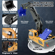 Mudsterz Excavator, 2025 New Mudsterz Trucks with Cool Lights and Sounds, Complete Control Over The Construction Site, Alloy Material, 2.4ghz Remote, Little Builders, Big Action (A+B+C+D)