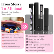 STRAWBERRY & CO Insulin Cooler Travel Case - Built-in Sharps Dispenser & Temperature-Control Organizer- TSA Approved Diabetic Pen Storage for Ozempic, Insulin Pens & Needles - Compact & Leak-Proof