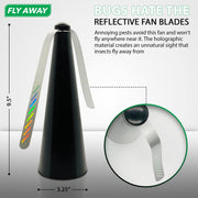 Fly Away - 2 Pack Outdoor Fly Repellent Fan, Outside or Inside Table use, Restaurant, Barbeque, Events, Deter Flies, Wasps, Bees, Other Moscas and Bugs Away, Battery Operated, Tabletop, Hanging Hook.