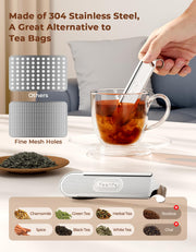 Feelife Tea Infuser for Loose Leaf Tea, 2-in-1 Tea Scoop Infuser Fine Mesh Tea Strainers for Loose Tea Single Cup, 304 Stainless Steel Loose Leaf Tea Steeper