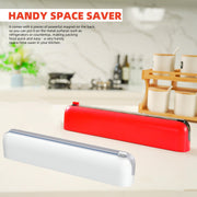Quasziwa Aluminum Foil & Plastic Wrap Dispenser with Cutter - Easy One-Hand Operation, Space-Saving Kitchen Organizer for Worktops & Cabinets, Magnetic Cling Film Dispenser - Fits 12" Rolls, Red