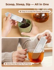 Feelife Tea Infuser for Loose Leaf Tea, 2-in-1 Tea Scoop Infuser Fine Mesh Tea Strainers for Loose Tea Single Cup, 304 Stainless Steel Loose Leaf Tea Steeper