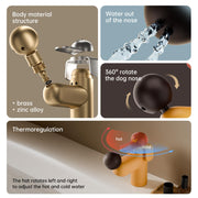 KINSE Bathroom Sink Faucet, Dog-Shaped Faucet Single-Handle Single -Hole Faucet 9/16" Connection, with Flexible Flexible Hose，360° Rotatable Spout, Suitable for Vanity Sink，Kids Room (Yellow