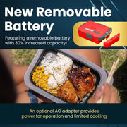 Hot Bento PLUS Self Heated Lunch Box and Food Warmer Removeable Battery Powered, Portable, Cordless, Hot Meals for Office, Travel, Jobsite, Picnics, Outdoor Recreation, Kitchen Meal Prep (Ruby)