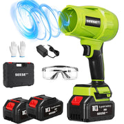Seese Pro Blower, Seese Handheld Cordless Turbo Jet Blower 1000g, Ultra-Light, Ultra-Powerful, 1200 Cfm Airflow, 50 Minutes Runtime, for Car/Lawn/Garage Cleaning and Snow Removal (2 Battery Set)