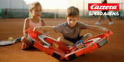 Carrera Speed Arena Disney Pixar Cars - Portable Slot Car Race Track Includes 2 Cars Lightning McQueen and Dinoco Cruz - Battery-Powered Beginner Toy Racing Set for Kids Ages 3 Years and Up