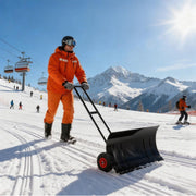 Garvee Large 40in W Heavy Duty Snow Shovel with Ergonomic Handle for Driveway, Push Snow Plow Shovel with Adjustable Handle, Angled Blade and Wheels, Snow Removal for Driveway, Courtyard