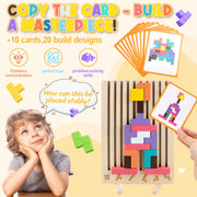 JONEG Games for 3+ Year Olds Kids- Wooden Stacking Puzzles - Brain Teasers 3D Russian Blocks Board - STEM Montessori Toys for Ages 3 4 5 6 7 10 - Gift for Toddlers Classroom Travel