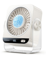 KIMMOO USB Desk Fan for Bedroom, 199 Speeds Turbo Airflow, Portable Fan with Ice Cooling, Digital Display Quiet Table Fan, 270° Rotating Small Rechargeable Battery Desktop Fans for Home Office (White)