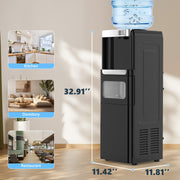 COWSAR 3-in-1 Water Cooler with Ice Maker, Hot & Cold Top Loading, Water Dispenser for 5 Gallon Bottle, 33LBS/24H Ice Maker with Child Safety Lock, Black