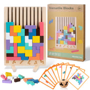JONEG Games for 3+ Year Olds Kids- Wooden Stacking Puzzles - Brain Teasers 3D Russian Blocks Board - STEM Montessori Toys for Ages 3 4 5 6 7 10 - Gift for Toddlers Classroom Travel