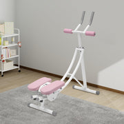 Ab Workout Machine, Dual Track Adjustable Abdominal Trainer with LED Monitor, 3 Level Core Toner Foldable Fitness Equipment with 330lb Load Capacity, Waist Cruncher for Home Gym Office Workout (Pink)