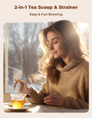 Feelife Tea Infuser for Loose Leaf Tea, 2-in-1 Tea Scoop Infuser Fine Mesh Tea Strainers for Loose Tea Single Cup, 304 Stainless Steel Loose Leaf Tea Steeper