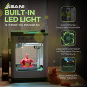 Fully Assembled Mini 3D Printer for Kids and Beginners - Complete Starter Kit with Auto Leveling 3D Printing Machine, 10M PLA Filament, and SD Card - WiFi 3D Home Printer for MAC, Windows, and Linux