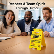 VDOR Office Desk Accessories Sign: Funny Gag Gifts Mini ANSWER DESK RATES Sign for Coworker & Boss – Cubicle Decor Home Office