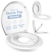 Quick Flip Toilet Seat with Built-in Potty & Splash Guard for Toddler Training, Slow Close - Jool Baby (Round)