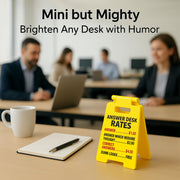 VDOR Office Desk Accessories Sign: Funny Gag Gifts Mini ANSWER DESK RATES Sign for Coworker & Boss – Cubicle Decor Home Office