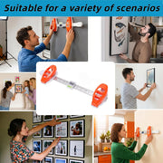 2026 Creative Wall Hanging Tool with Level, Picture Hanging Leveling Tool & Picture Hanging Ruler with Level, Bubble Level & Marking Guide for Wall Art, Mirrors, Shelves (orange)