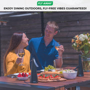 Fly Away - 2 Pack Outdoor Fly Repellent Fan, Outside or Inside Table use, Restaurant, Barbeque, Events, Deter Flies, Wasps, Bees, Other Moscas and Bugs Away, Battery Operated, Tabletop, Hanging Hook.