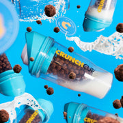 CRUNCHCUP XL Blue - Portable Plastic Cereal Cup for Breakfast On the Go, To Go Cereal and Milk Container, No Spoon or Bowl Required