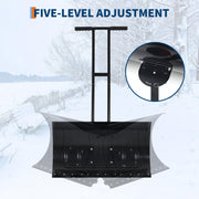 Garvee Large 40in W Heavy Duty Snow Shovel with Ergonomic Handle for Driveway, Push Snow Plow Shovel with Adjustable Handle, Angled Blade and Wheels, Snow Removal for Driveway, Courtyard