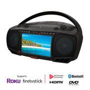 Aiwa Portable DVD Player, Crystal Clear Sound with Dual 3W Speakers and Bass Function, Featuring a 7" LCD Display, Bluetooth Connectivity, FM Radio, CD/DVD Playback