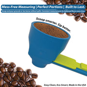 Slide Scoop the original measuring scoop + funnel No spill preparation of protein powder, workout & sports drinks, baby formula & kcup refill Mess & Spill free - (Set of 1 & 2 Tablespoon)