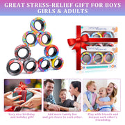 Cevioce 9Pcs Magnetic Rings Fidget Toys Adults Teens Boys ADHD Anxiety Magnetic Fidgets for Kids Fidget Spinner Rings for Relief Gifts for Kids 8+ Year Old Easter Basket Stuffers