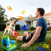 Flying Disc Launcher Outdoor Toys with 1 Whale Launcher, 24 Flying Discs, 2 Butterfly Nets and 2 Protective Glasses, Outside Toys for Kids Ages 3-5 6-8 Boys Girls Chasing Catching Games Birthday Gifts