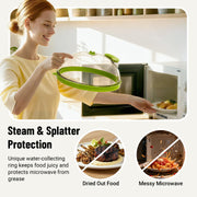 Microwave Splatter Cover with Water Steamer, Upgraded Microwave Cover for Food with Handle, Clear Plate Covers, Splatter Guard, Kitchen Essentials Gadgets, House Warming Gifts New Home, 10 Inch