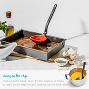 Dreamfarm Fladle Fold-Flat, Space-Saving Serving & Cooking Ladle Measures up to 1/2 Cup with Silicone Scraping Squeegee-Tip - 12" Black