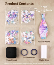 Pintoo 3D Puzzle Vase Unique Flower Vase Made by 160 Curved Plastic Puzzle Pieces House Warming Gift for Flower Arrangements and Home Decoration - [S1025] (Translucent, Magpies on Plum Tree)