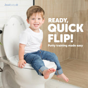 Quick Flip Toilet Seat with Built-in Potty & Splash Guard for Toddler Training, Slow Close - Jool Baby (Round)