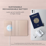 Satechi Passport Holder for Travel with Find My, Passport Cover with 4 Card Holder, Wireless Charging, and RFID protection – Travel Essential Vegan Leather Passport – Desert Rose