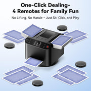 BATURU 2-in-1 Automatic Card Shuffler and Dealer, 360°/180° Rotating, No Jams, Ultra Quiet, LCD Screen, 5200mAh, Adjustable Deal Distance, Supports 12 Players, 4 Remotes, for Poker Game Nights