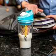 CRUNCHCUP XL Blue - Portable Plastic Cereal Cup for Breakfast On the Go, To Go Cereal and Milk Container, No Spoon or Bowl Required