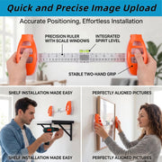 2026 Creative Wall Hanging Tool with Level, Picture Hanging Leveling Tool & Picture Hanging Ruler with Level, Bubble Level & Marking Guide for Wall Art, Mirrors, Shelves (orange)