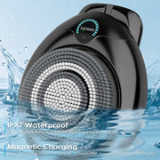 Electric Back Scrubber for Shower - Wall Mounted Exfoliating Brush, Hands-Free Automatic Body Scrubber, IPX7 Waterproof, 3-Speed Adjustment, 3 Replaceable Heads with 50pcs Disposable Shower Caps-Black
