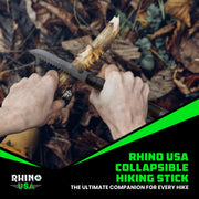 Rhino USA Modular Tactical Walking Stick and Hiking Staff with Integrated Survival Kit for Hiking, Camping and Trekking, Adjustable Tactical Stick with Compass and Fire Starter for Camping and Hunting