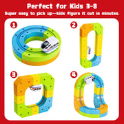 Electric Train Set for Kids Ages 3-8 - Modular 3D Flexible Race Track Building Toy with Gravity-Defying 360° Movement, STEM Learning Fun Gift(154 pcs Deluxe Set)