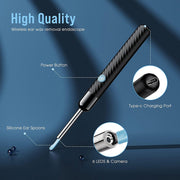 Ear Wax Removal - Earwax Remover Tool with 8 Pcs Ear Set - Ear Canal Cleaner with 1080P Camera - FSA HSA Eligible - Ear Cleaning Kit with 6 Ear Spoon - Ear Camera for iOS & Android (Black)