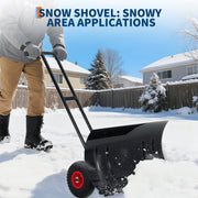Garvee Large 40in W Heavy Duty Snow Shovel with Ergonomic Handle for Driveway, Push Snow Plow Shovel with Adjustable Handle, Angled Blade and Wheels, Snow Removal for Driveway, Courtyard